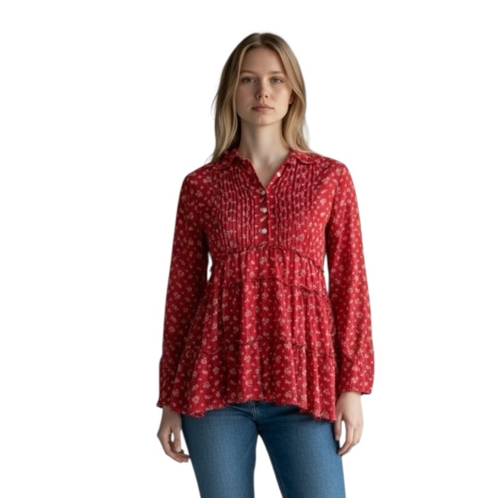 Ralph Lauren Denim & Supply Floral Tiered Prairie Tunic Shirt
